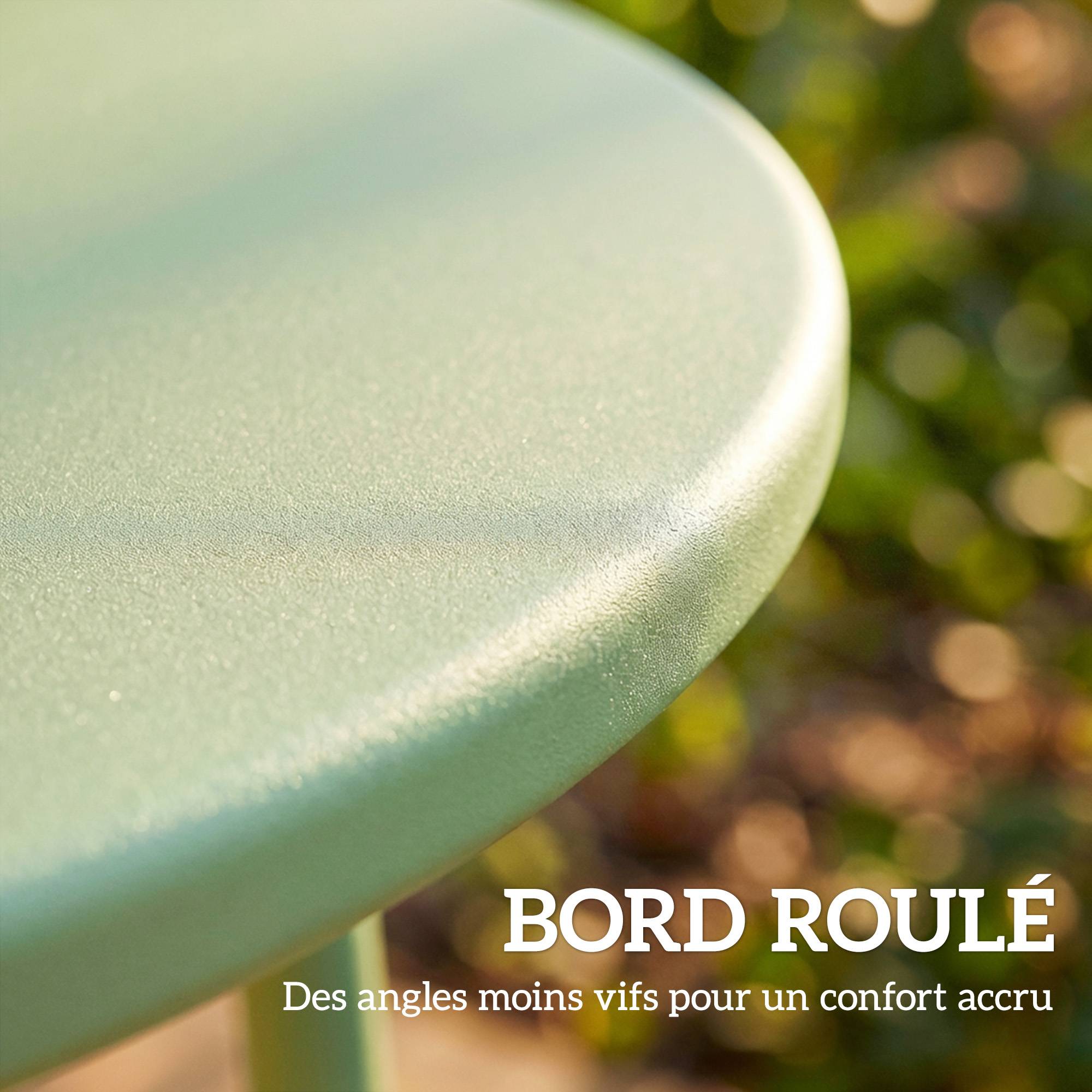 Table D'appoint Jardin Métal Balcon Bord Arrondi Pieds Réglables Ø48x51cm Vert - ComfortXL Outdoor Living - Image 6