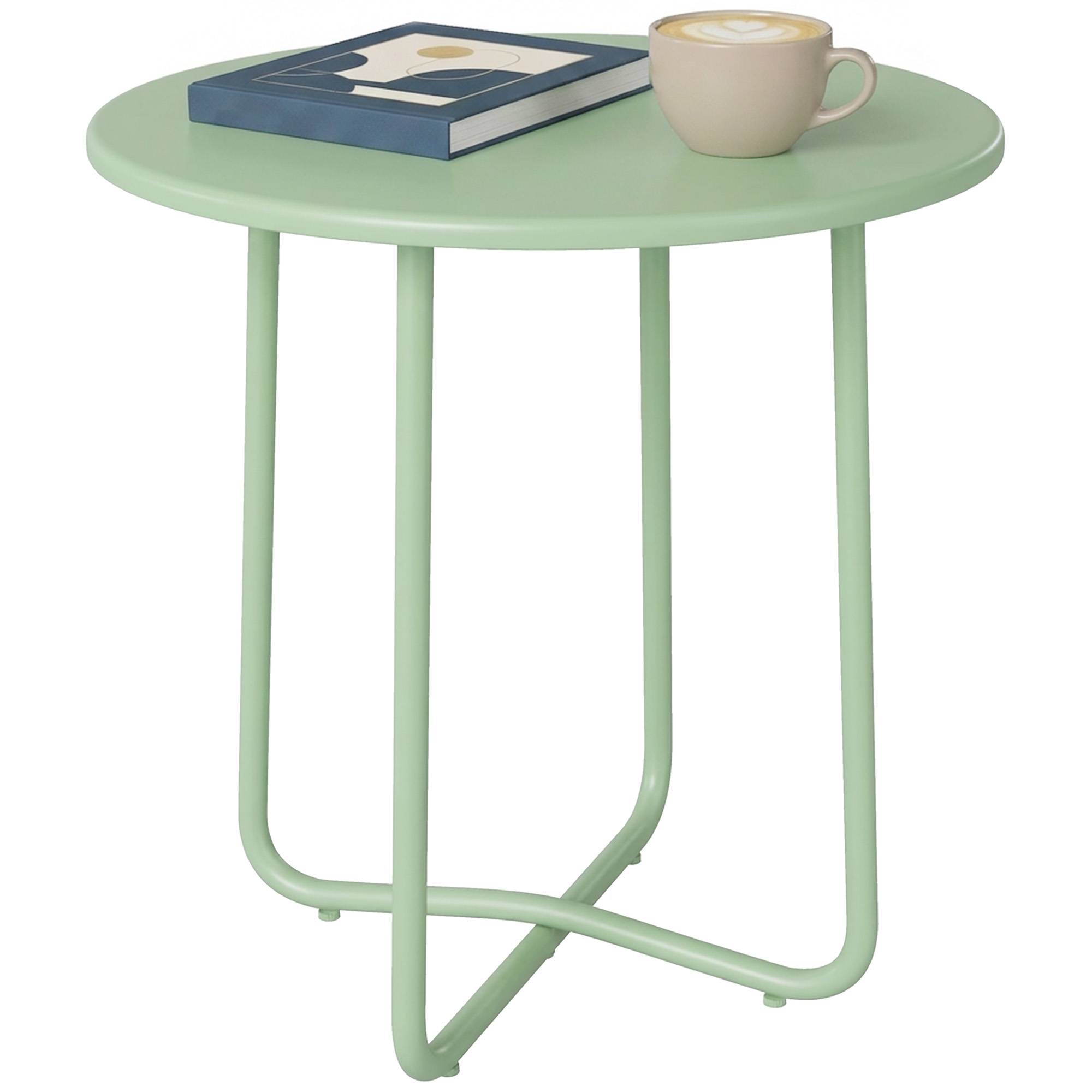 Table D'appoint Jardin Métal Balcon Bord Arrondi Pieds Réglables Ø48x51cm Vert - ComfortXL Outdoor Living - Image 1