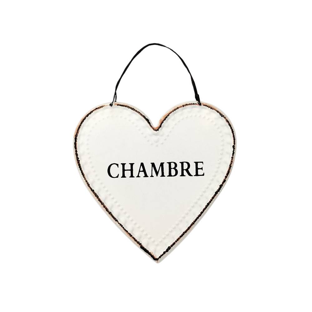 ~ Plaque de porte décorative coeur vintage chambre fer blanc noir 13cm Chemin de campagne - Imagen 1