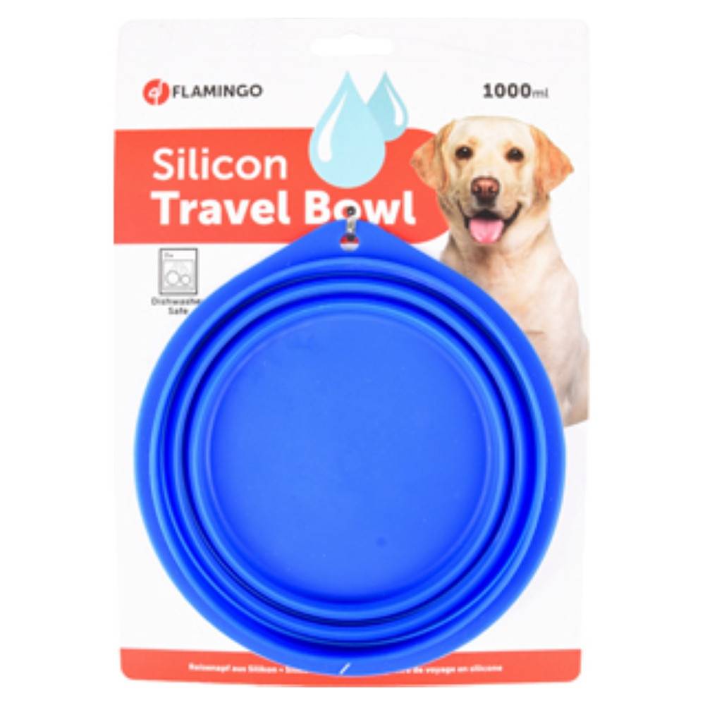 Ecuelle de voyage FALDA bleu pour chien 1 litre ø 18 cm - Image 2