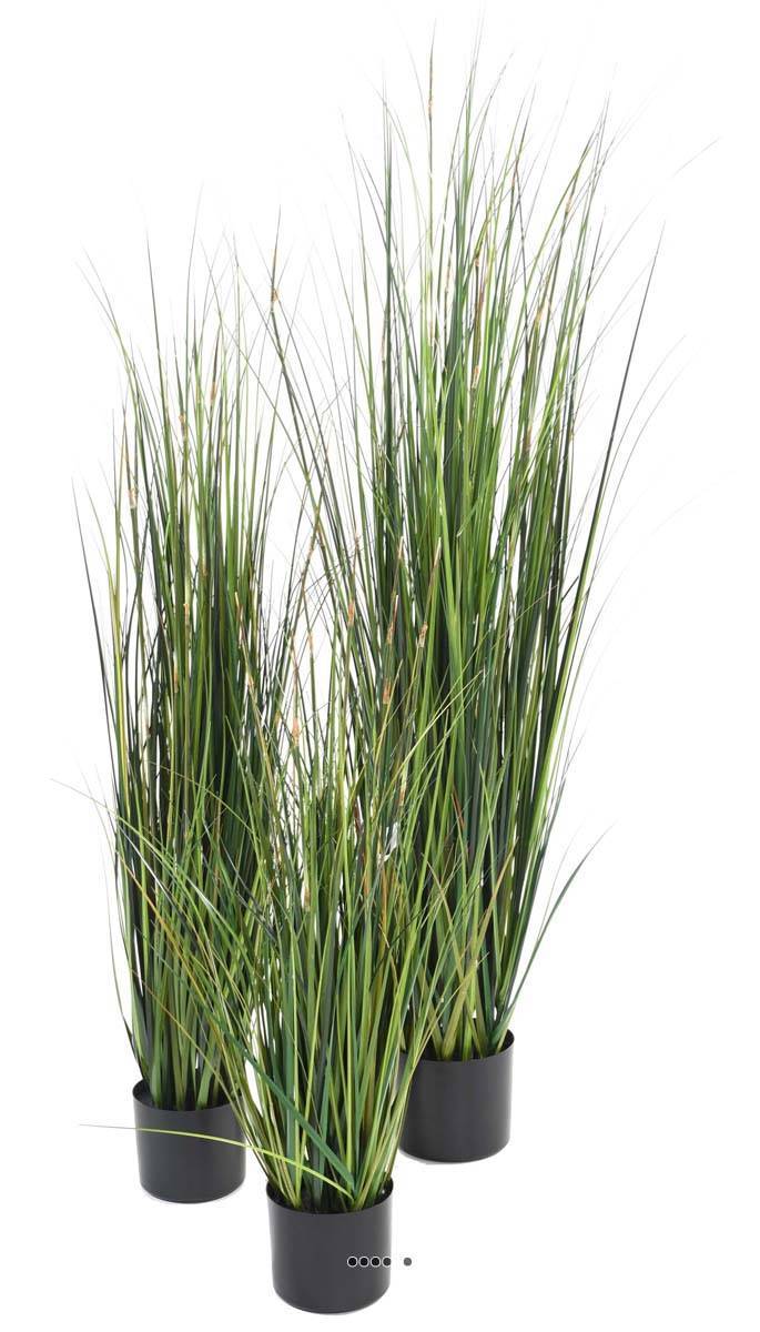 Artificielles - Graminée en pot artificielle Herbe à oignon bambou H 90 cm Vert - dimhaut: H 90 cm - couleur: Vert - Imagen 1