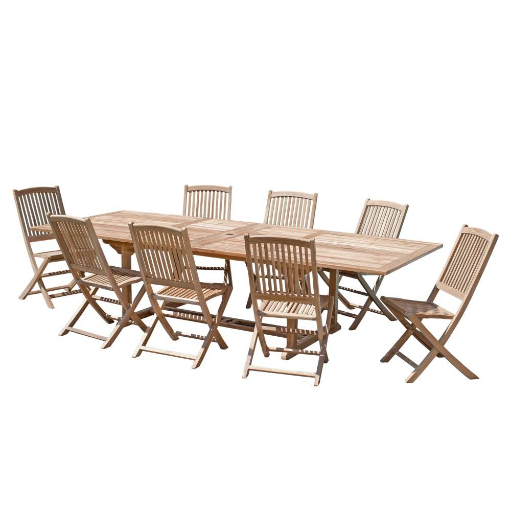 Macabane - FUN - Ensemble de jardin 12 pers. - Table 200/300, 8 chaises bois teck - Imagen 1