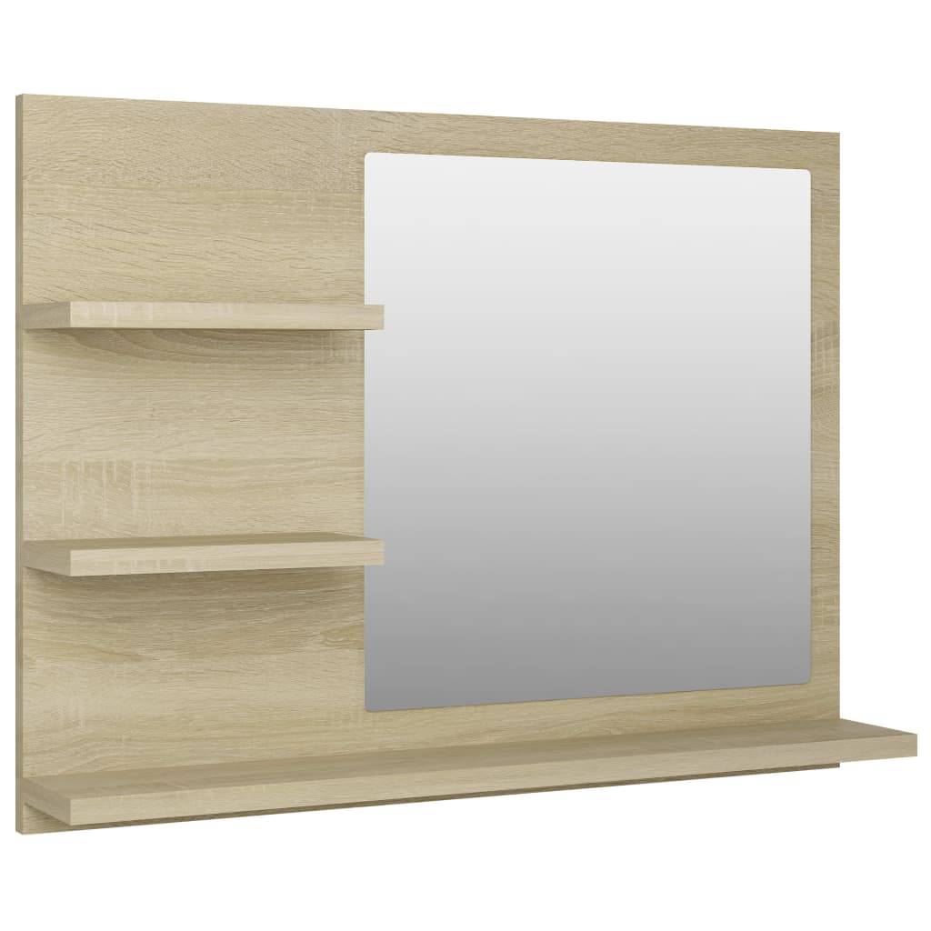Helloshop26 - Miroir de salle de bain chêne sonoma 60x10,5x45 cm aggloméré - Imagen 1