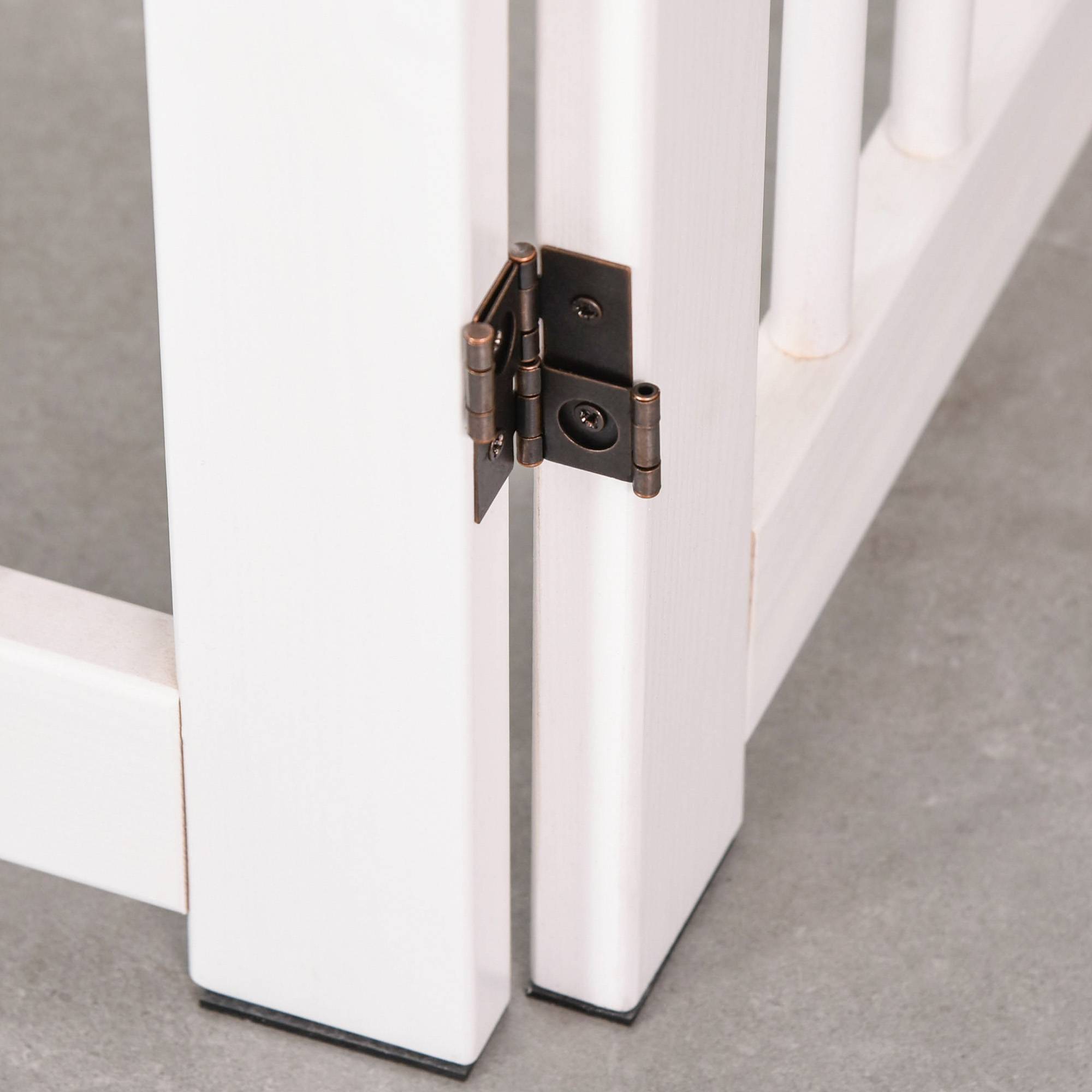 Barrière pour chien autoportante avec pieds 204 x 75 cm, bois, escaliers, portes, cuisine, 4 panneaux, blanc - Image 10