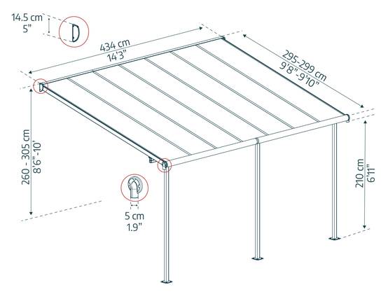 Canopia - Canopia Pergola Sierra 3X4,3 Grise - Imagen 6