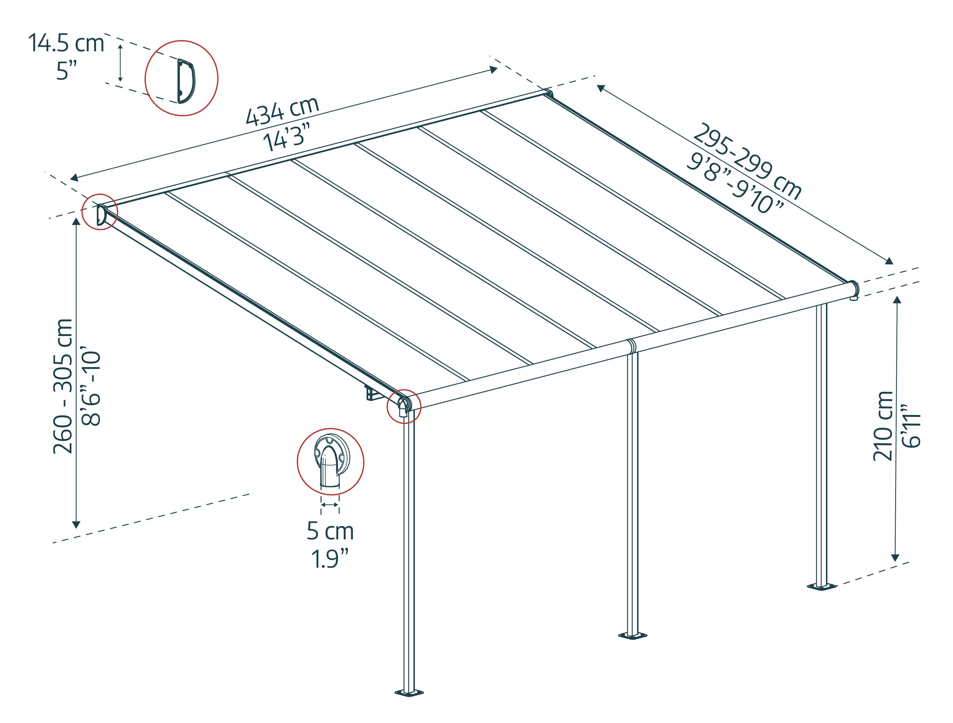 Canopia - Canopia Pergola Sierra 3X4,3 Grise - Imagen 6