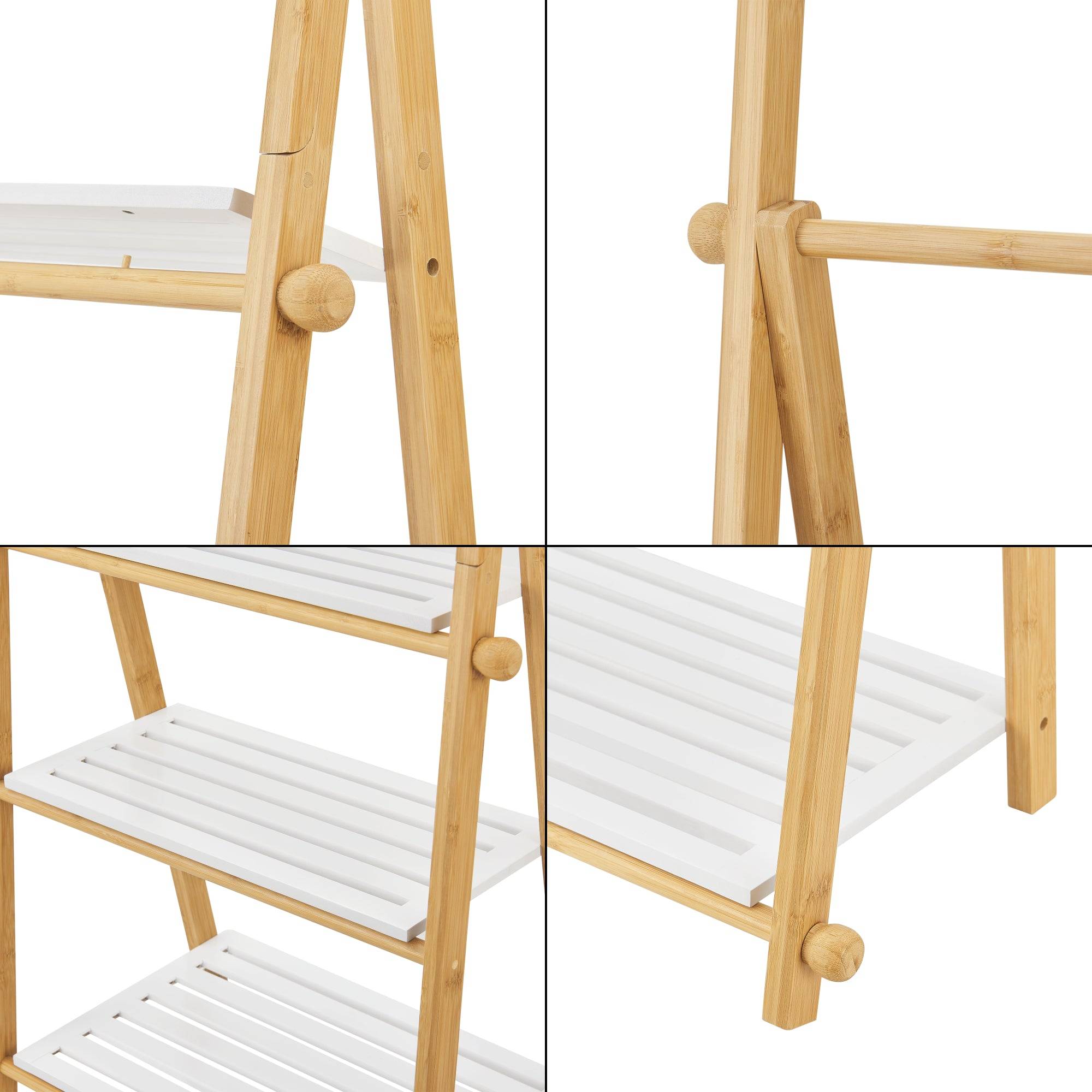 Helloshop26 - Étagère échelle avec porte-serviettes pour salle de bain 152 x 53 x 31 cm bambou - Imagen 5
