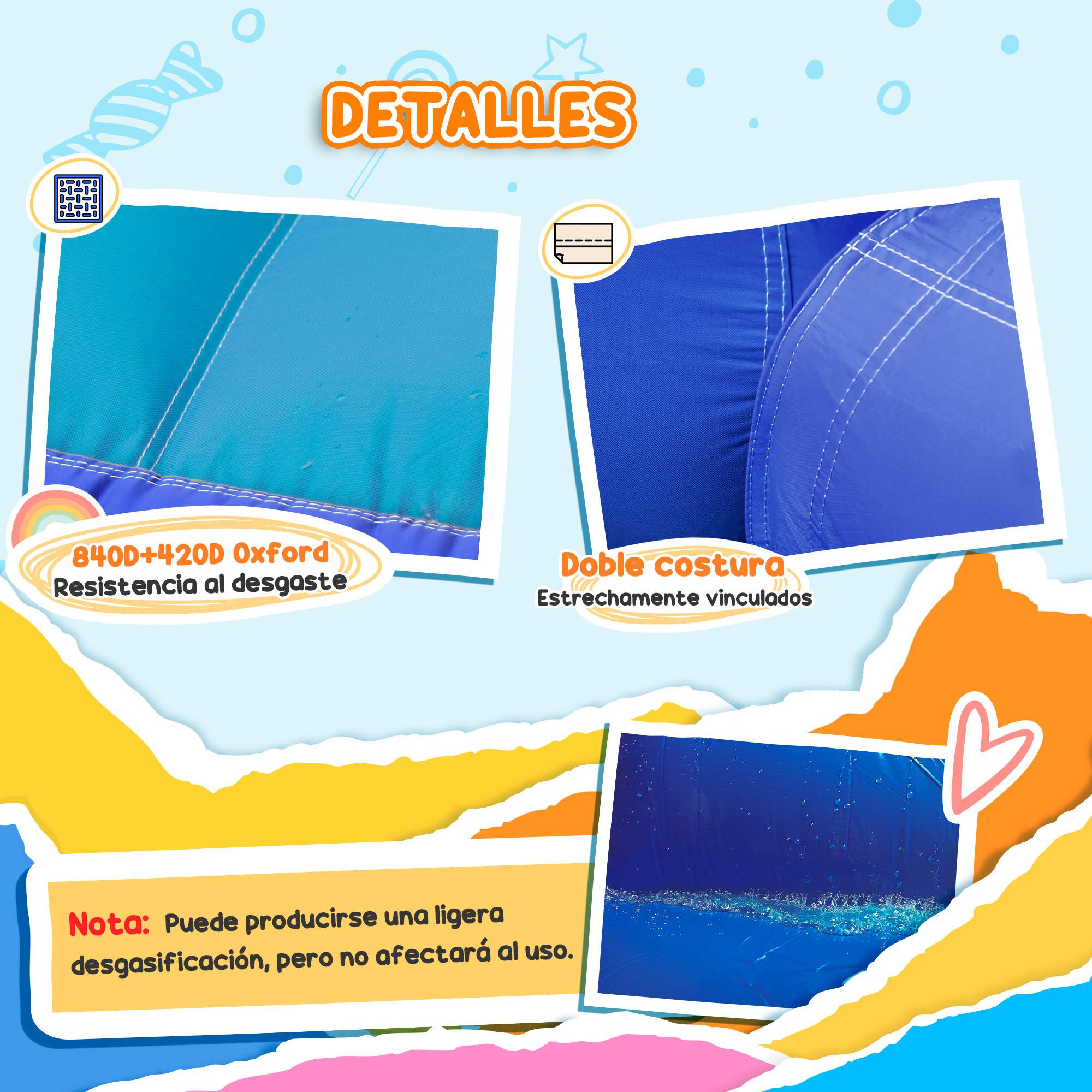 Château gonflable 5-en-1 toboggan pataugeoire canon à eau gonfleur 550W et sac de transport jeu aquatique - Image 7