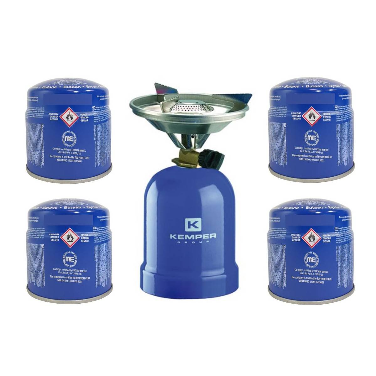 Réchaud à gaz 2200W Coque Acier + 4 cartouches de gaz 190g - Réchaud de camping portable & Léger KEMPER - Imagen 1