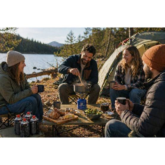 Réchaud à gaz 2200W Coque Acier + 4 cartouches de gaz 190g - Réchaud de camping portable & Léger KEMPER - Imagen 2