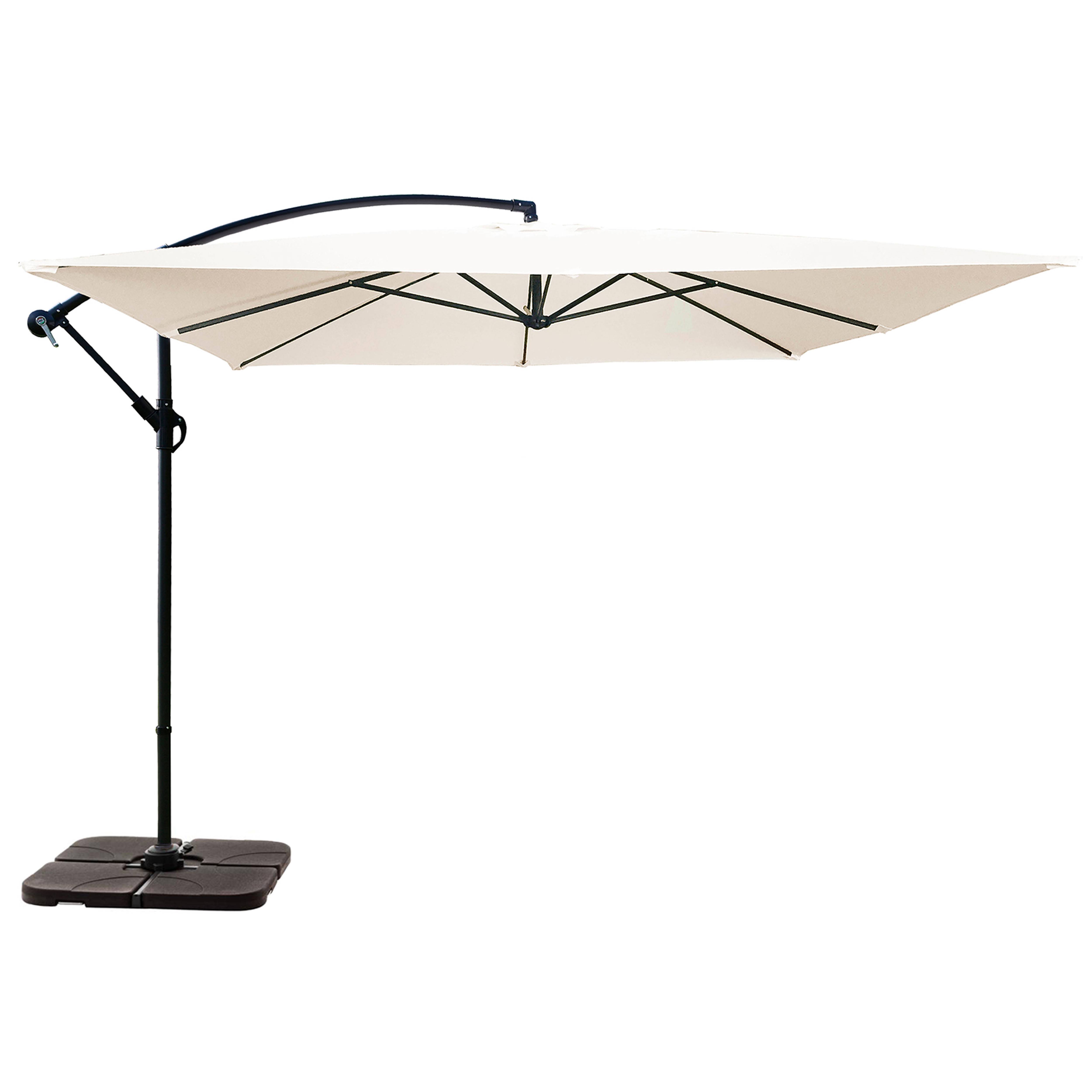 Oviala - Parasol déporté 3x3m et 4 dalles à remplir acier blanc Genova - Oviala - Image 1