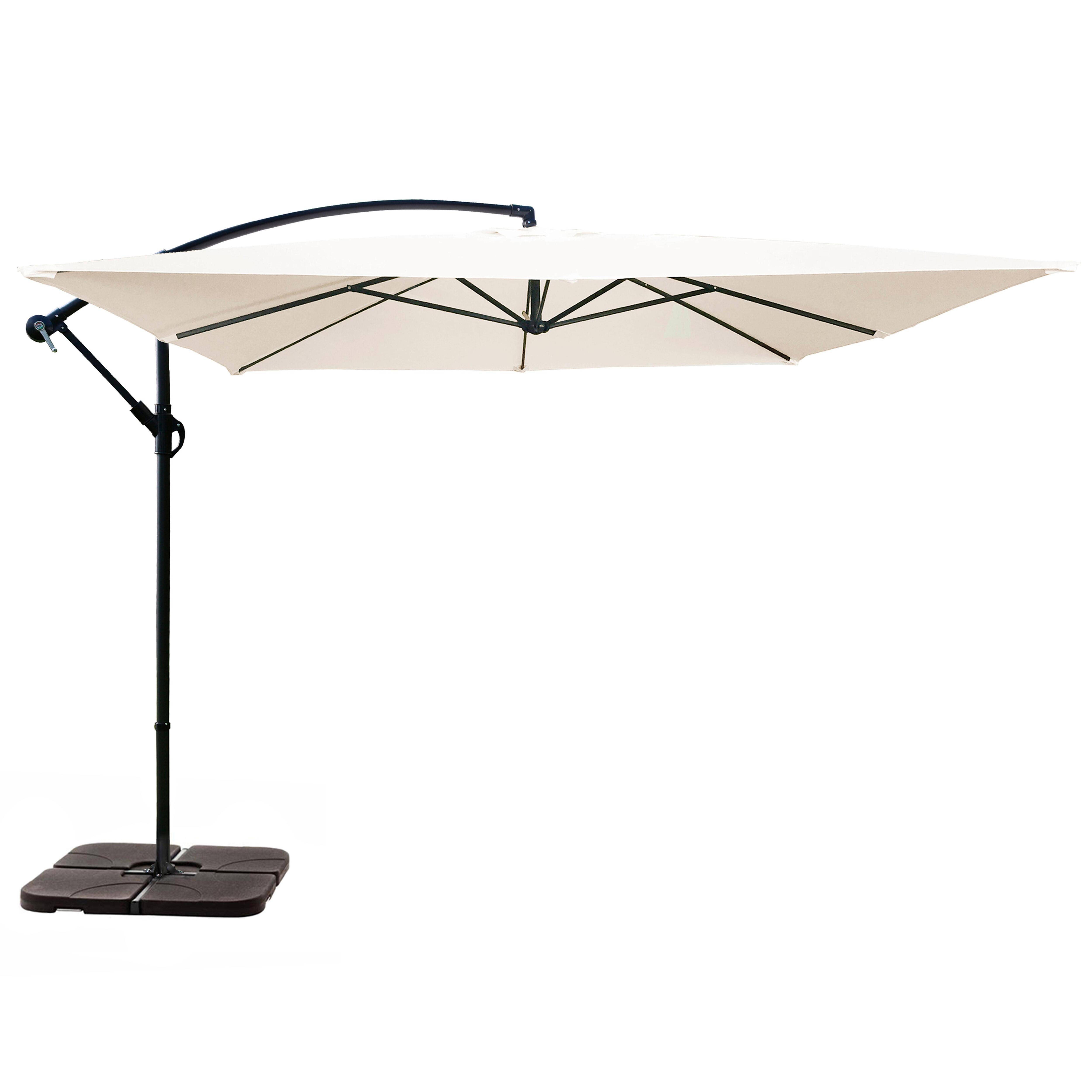 Oviala - Parasol déporté 3x3m et 4 dalles à remplir acier blanc Genova - Oviala - Imagen 1