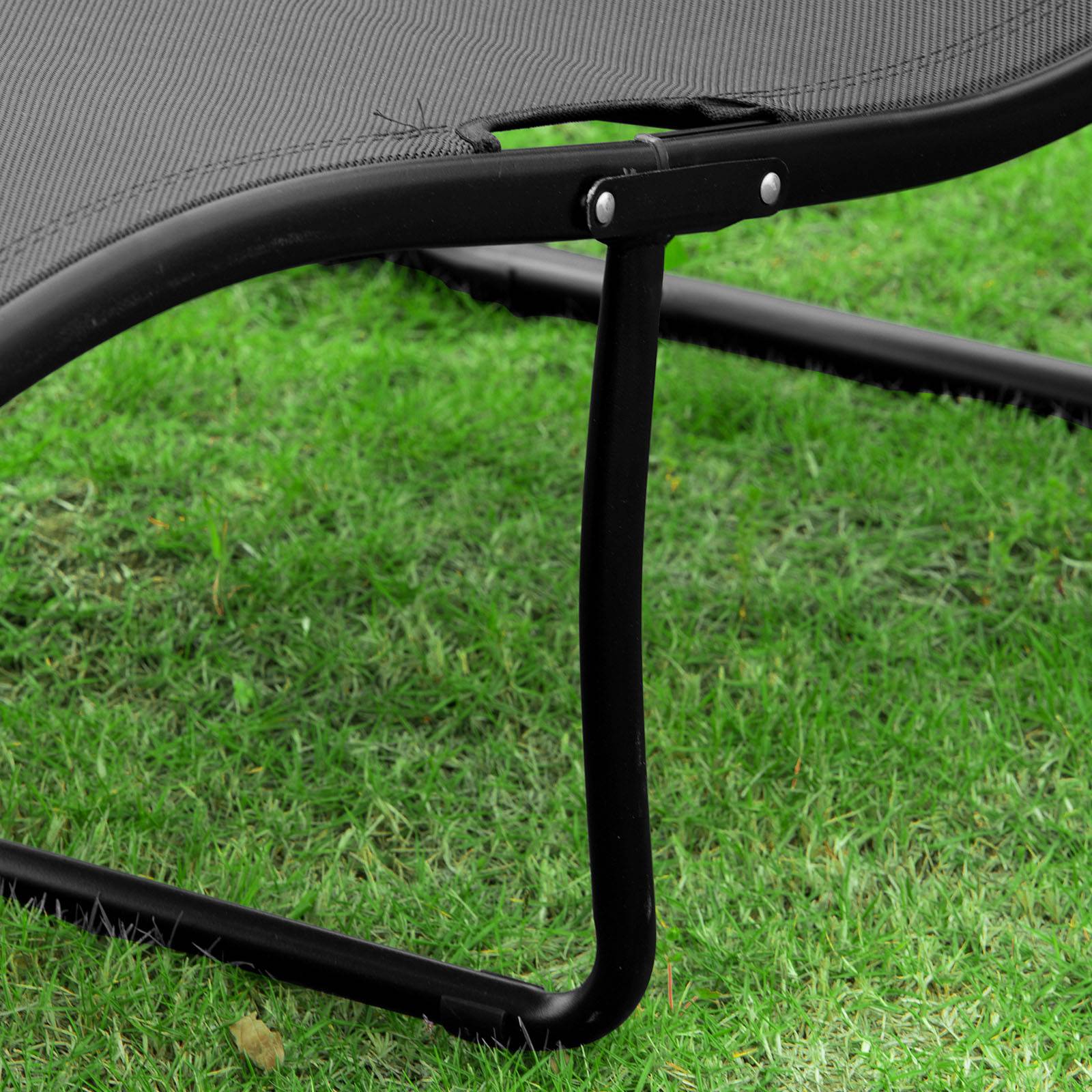 Bain de Soleil Transat de Jardin Pliable Noir L.173 x l.60 x H.69 cm SoBuy - Image 5