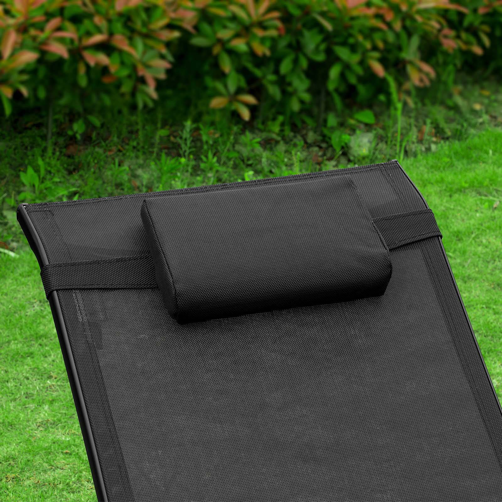 Bain de Soleil Transat de Jardin Pliable Noir L.173 x l.60 x H.69 cm SoBuy - Image 8