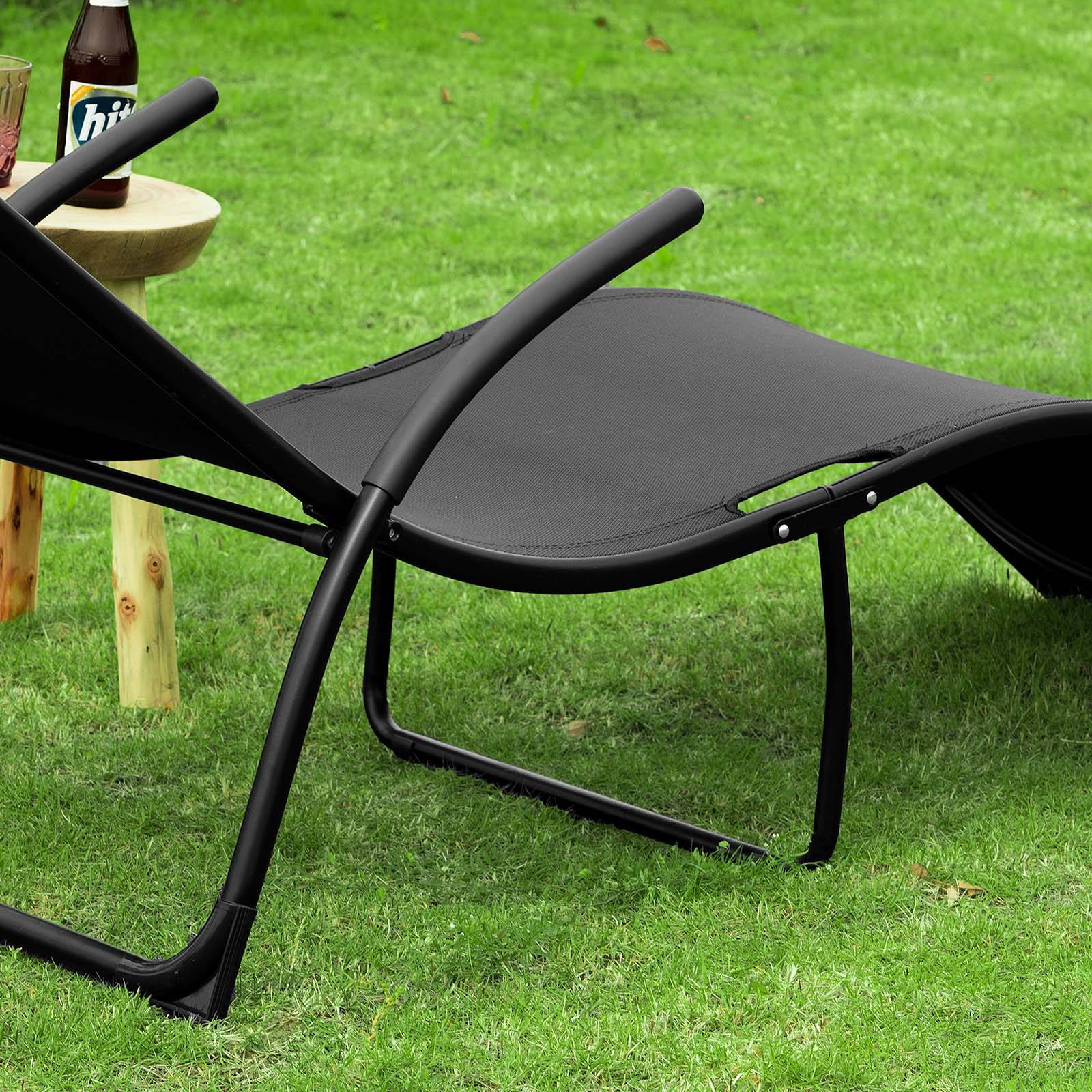 Bain de Soleil Transat de Jardin Pliable Noir L.173 x l.60 x H.69 cm SoBuy - Imagen 7