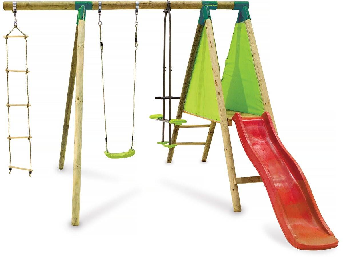 Habitat Et Jardin - Portique Bois "kida" - Avec 1 Toboggan - 1 Balançoire - 1 Face à Face - 1 Nacelle. -habitat Et Jardin - Imagen 1