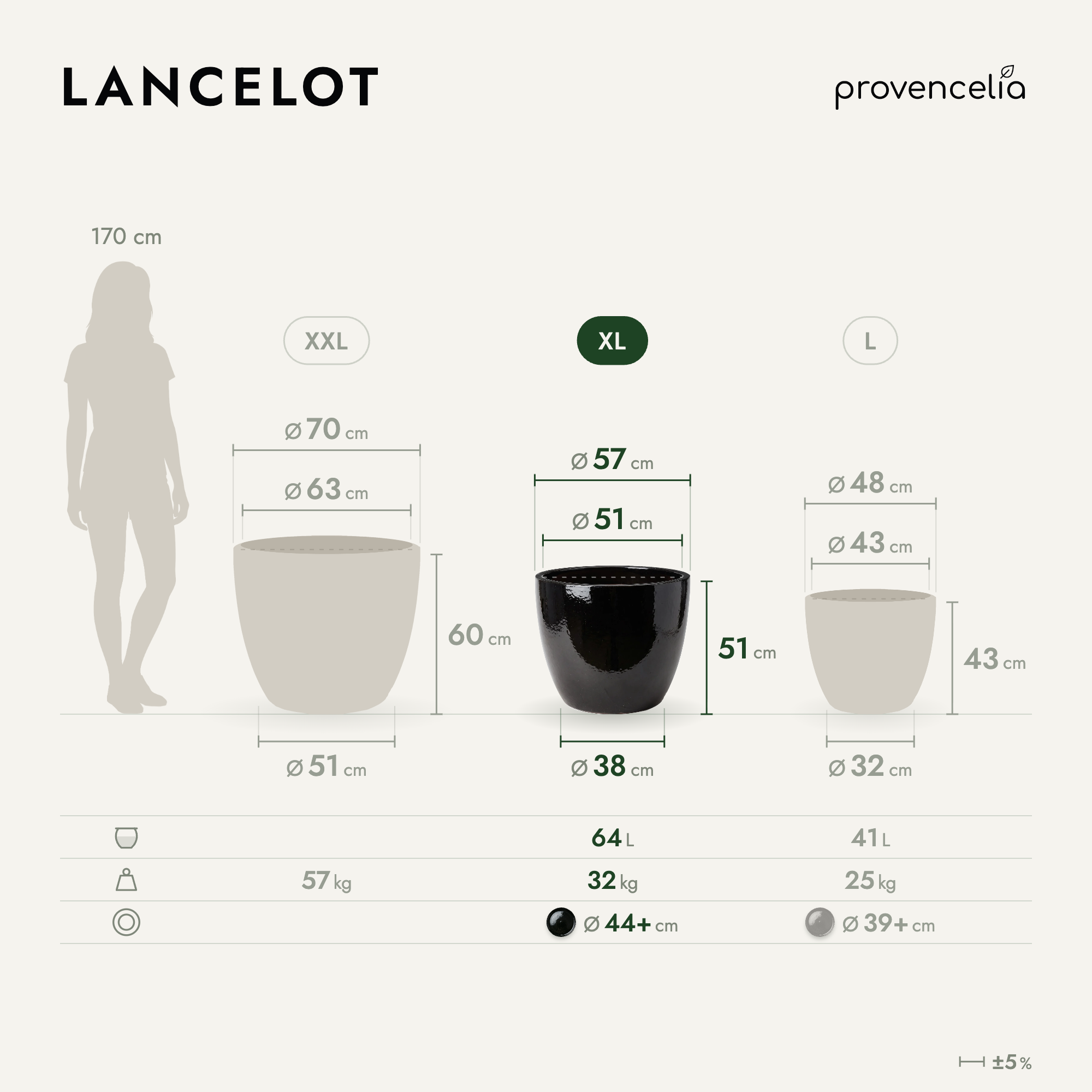 Provencelia - Pot LANCELOT 58x51cm noir - Image 2
