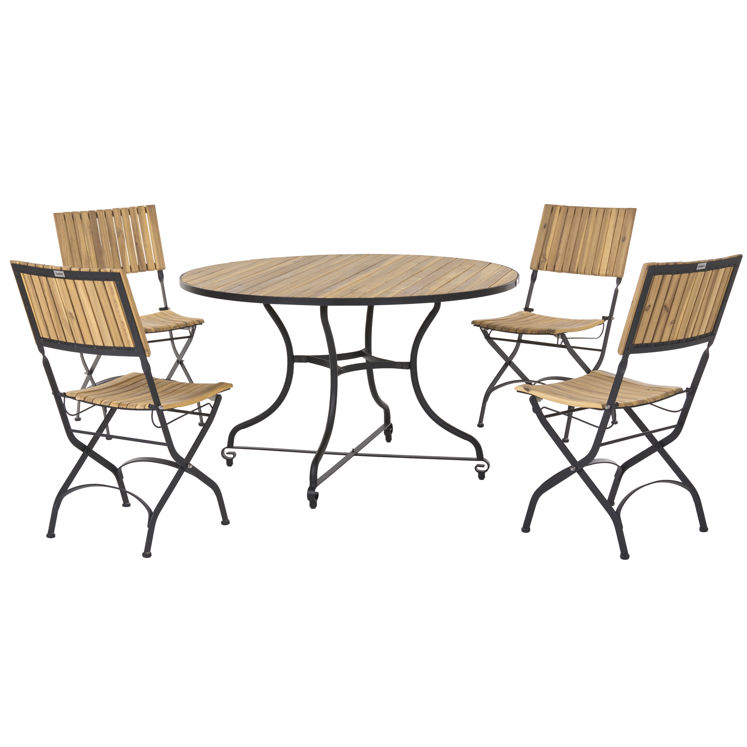 Set de salle à manger, 4 Personnes Acacia Marron clair LASCARI - Beliani