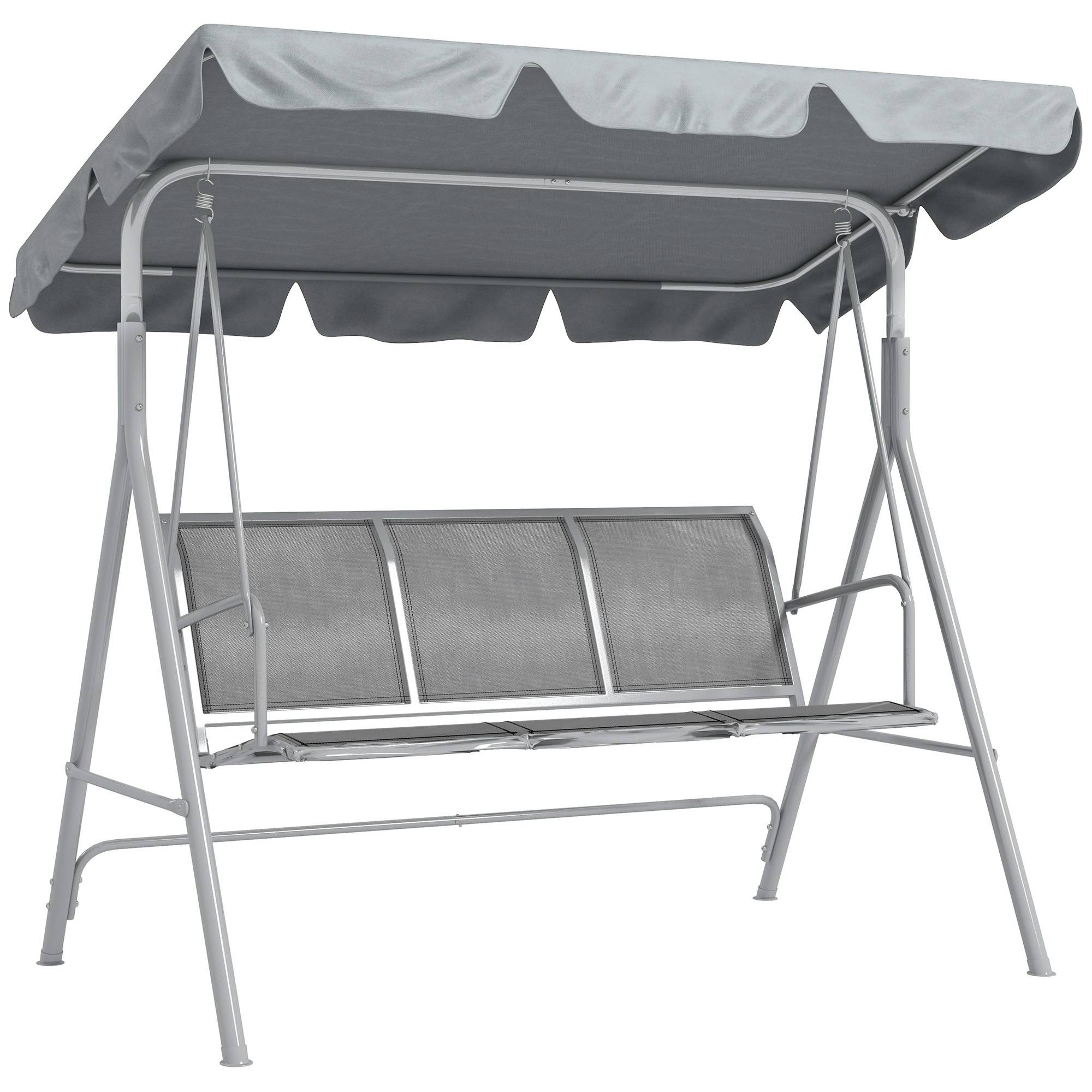 Balancelle 3 Places Acier Gris Toit Réglable 170x110x153cm Jardin - ComfortXL Outdoor Living - Image 2