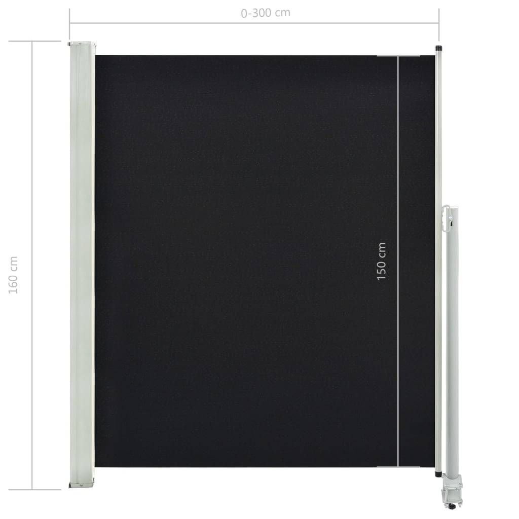 Helloshop26 - Auvent latéral rétractable de patio 160 x 300 cm noir - Imagen 6
