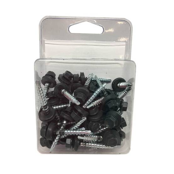 kit de 50 VIS AUTOPERCEUSES (4,9 x 35 mm) + 50 rondelles d'étanchéité pour panneaux tuiles facile - Coloris - Gris anthracite mat, Longueur - 3.5 cm - Image 3