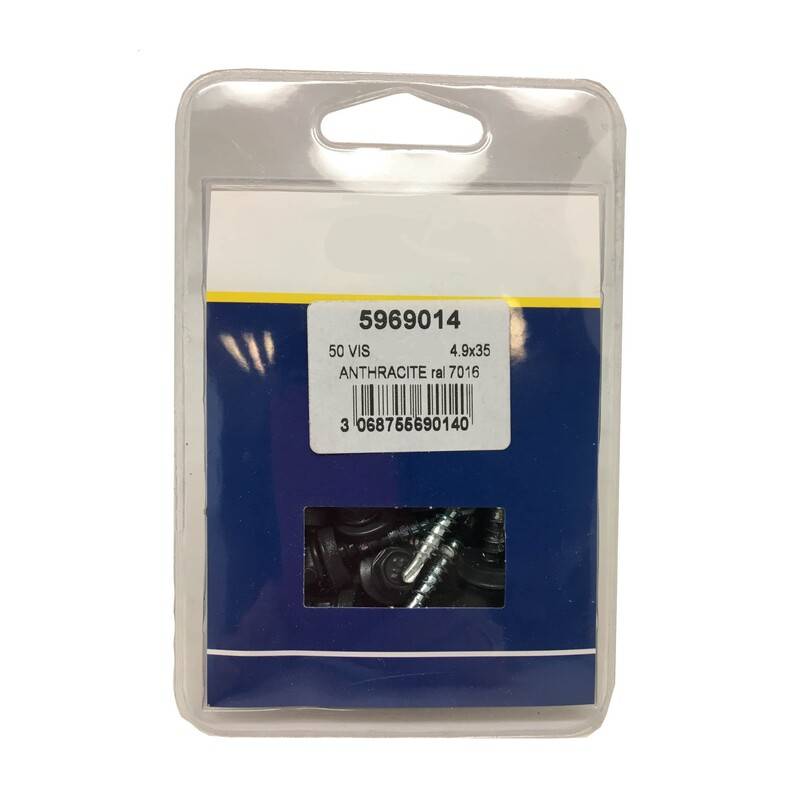 kit de 50 VIS AUTOPERCEUSES (4,9 x 35 mm) + 50 rondelles d'étanchéité pour panneaux tuiles facile - Coloris - Gris anthracite mat, Longueur - 3.5 cm - Image 4
