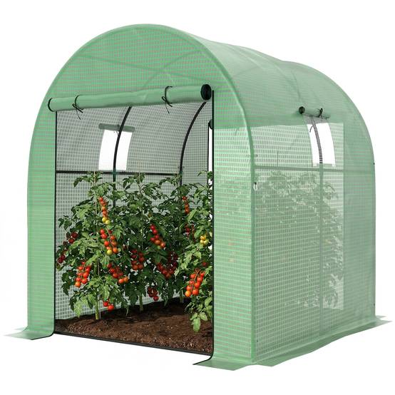 Serre Tunnel de Jardin 3,24 m² 180 x 180 x 200 cm, PE 135 g/m², 2 Portes Zippées - Image 2