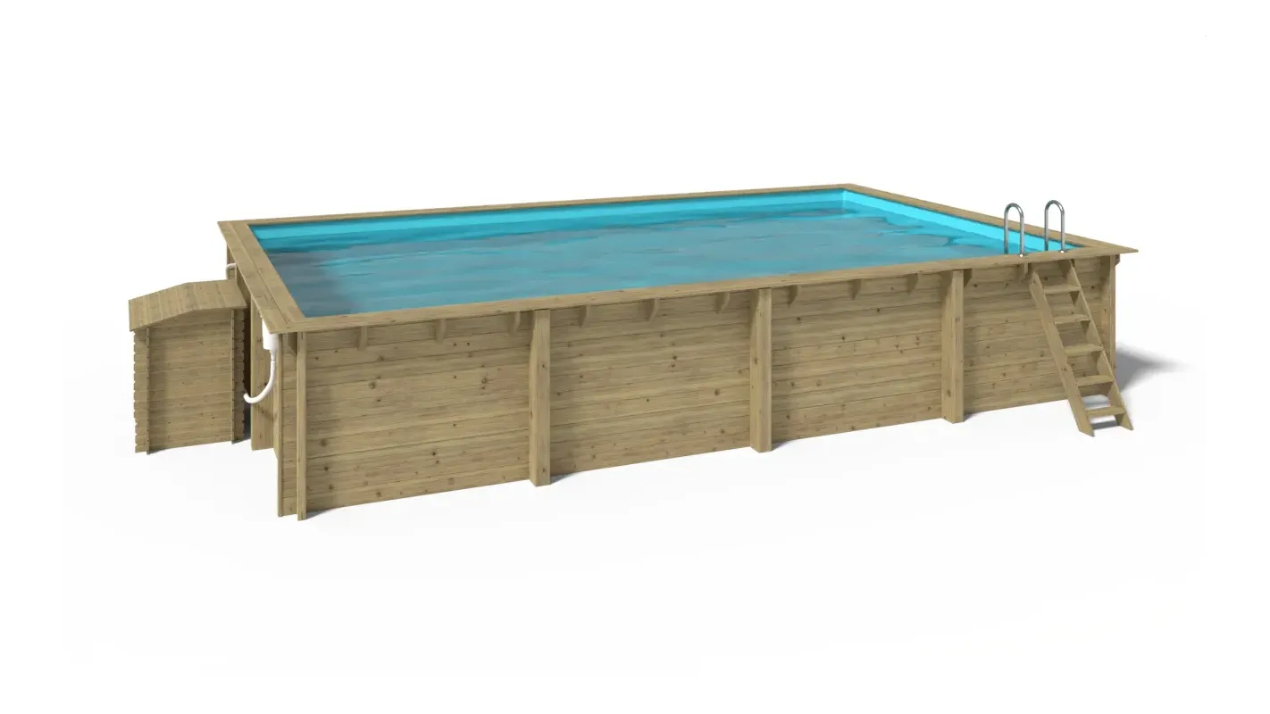 Altanka - Piscine en bois 8,20x5,20 - H.1,45 m - avec filtration et coffre - BAS759OSPI+SZA - Imagen 3