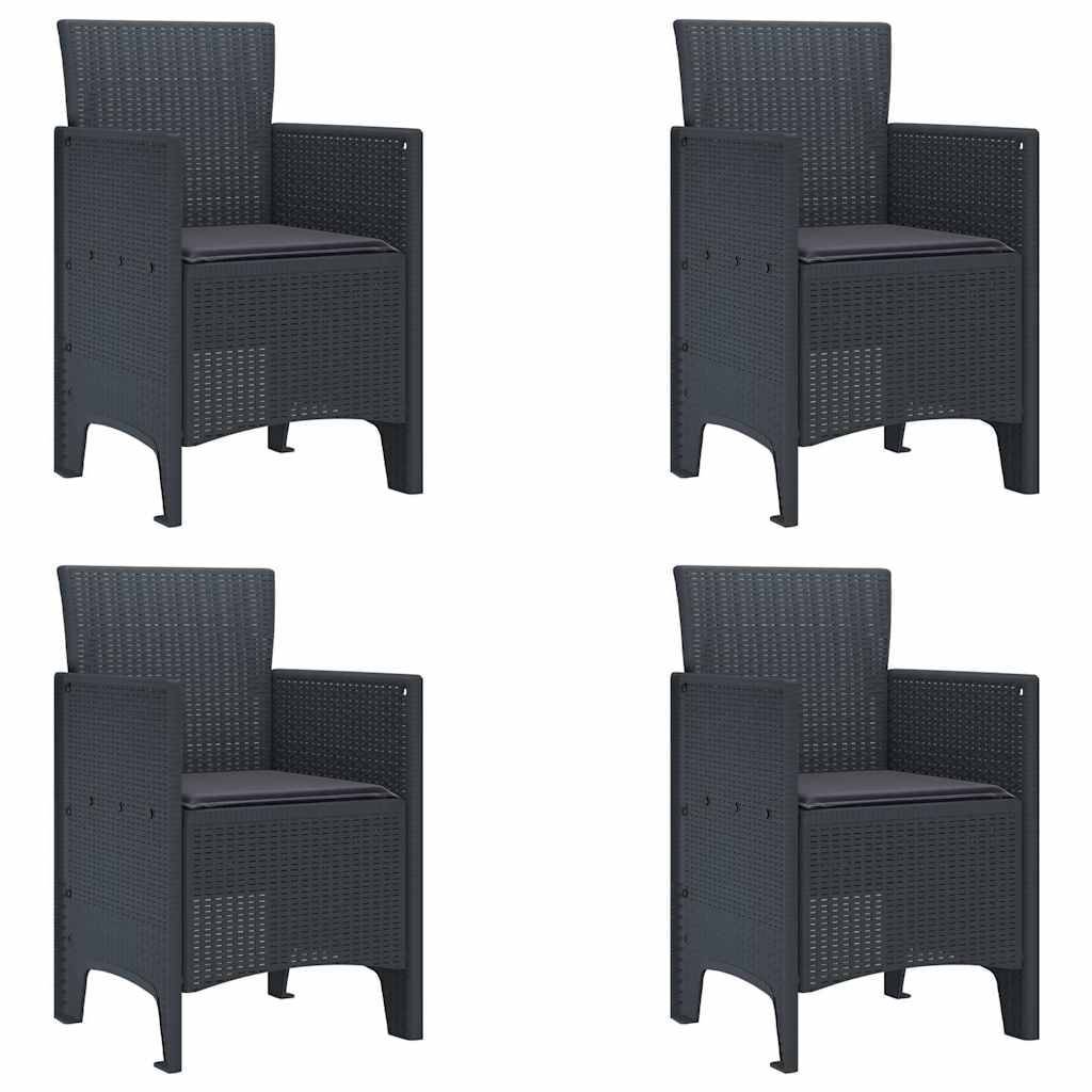 Maison Chic - Lot De 4 Chaises De Jardin - Fauteuils De Jardin Anthracite 53 x 49 x 85 cm PP - Image 1
