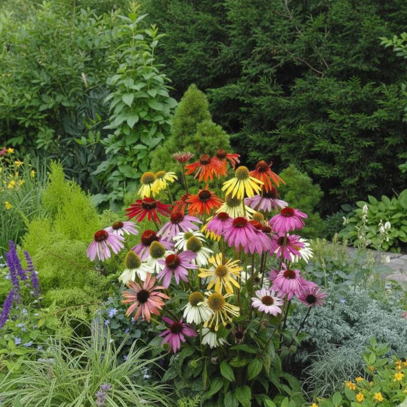 Échinacée Paradiso Tall Mix à fleurs Rose/Jaune - feuillage Caduc - Godet - 5/20 cm