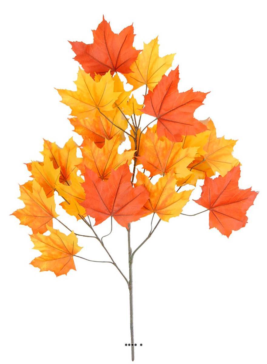Artificielles - Branche de platane factices 23 feuilles, H78cm, D58cm Rouge-orange - couleur: Rouge-orange - Imagen 1