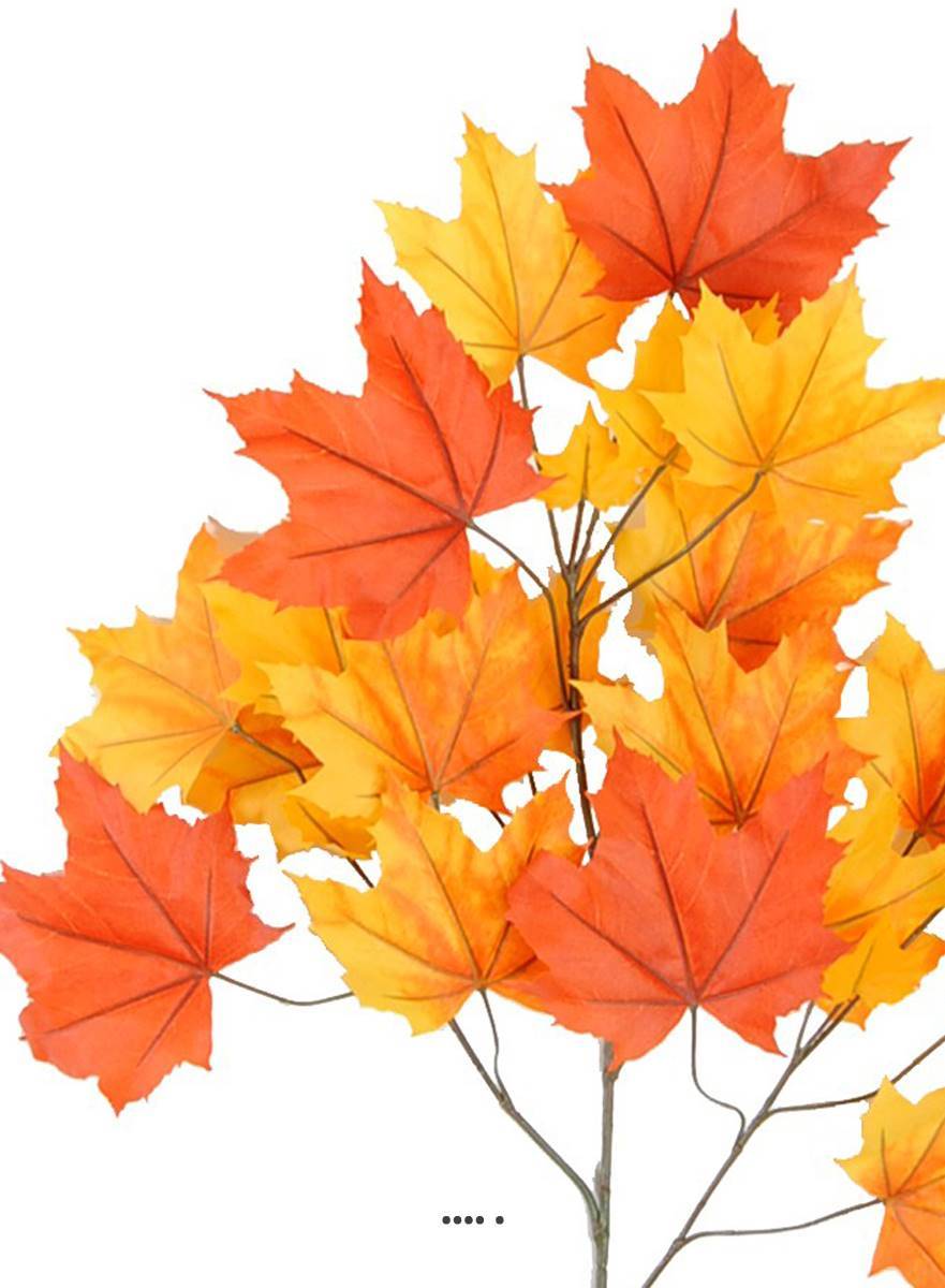 Artificielles - Branche de platane factices 23 feuilles, H78cm, D58cm Rouge-orange - couleur: Rouge-orange - Imagen 3