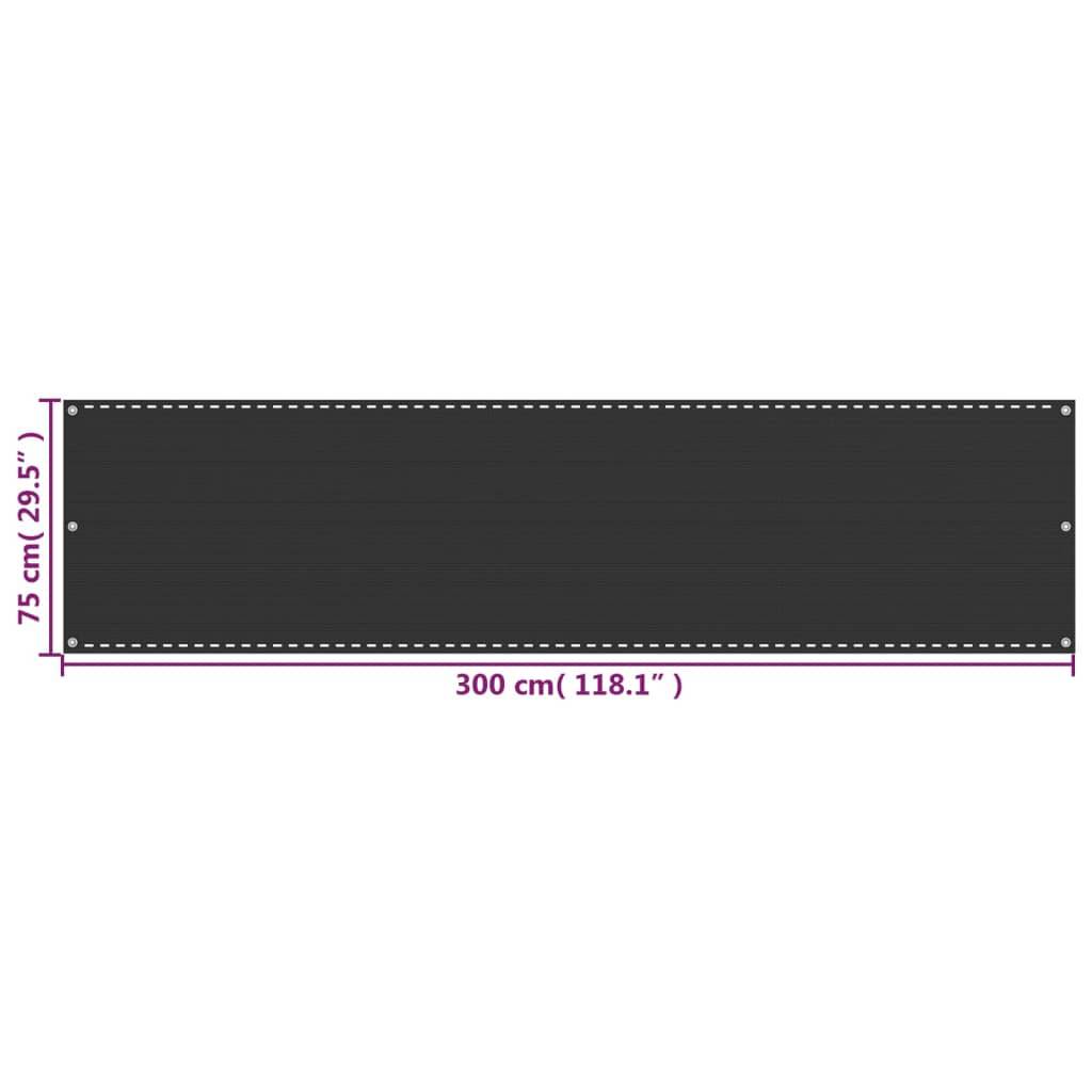 Helloshop26 - Écran de balcon brise pare vue protection confidentialité 75 x 300 cm PEHD anthracite - Imagen 5