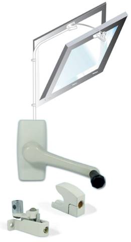 Kit ferme imposte manivelle Windy 605 blanc SOUCHIER pour châssis abattant intérieur L.6.05m - 26812
