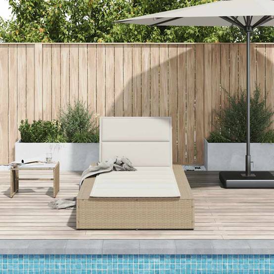 Vidaxl - Transat avec coussin flottant beige résine tressée vidaXL 4104206 - Image 4