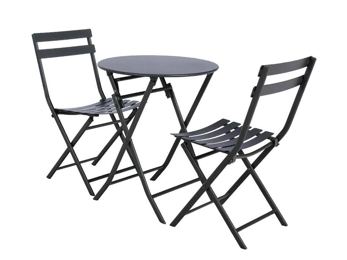 Hesperide - Salon de jardin rond en métal Greensboro Ø 60 cm Graphite avec 2 chaises - Hespéride - Image 2