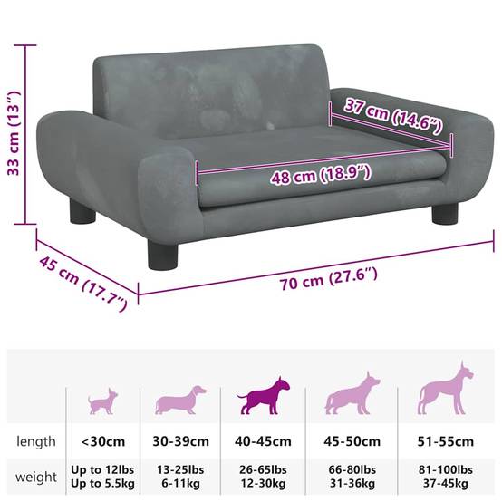 Canapé pour chien velours design pour salon et chambre 70x45 cm Gris Foncé – ComfortXL Pet Living - Image 7