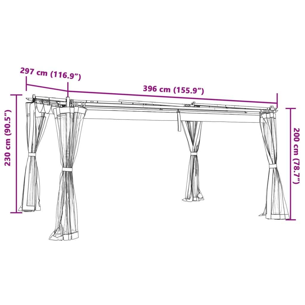 ComfortXL - Pergola Acier 4x3 m avec Toit Rétractable et Moustiquaires pour Extérieur Jardin Crème – ComfortXL Outdoor Living - Image 9