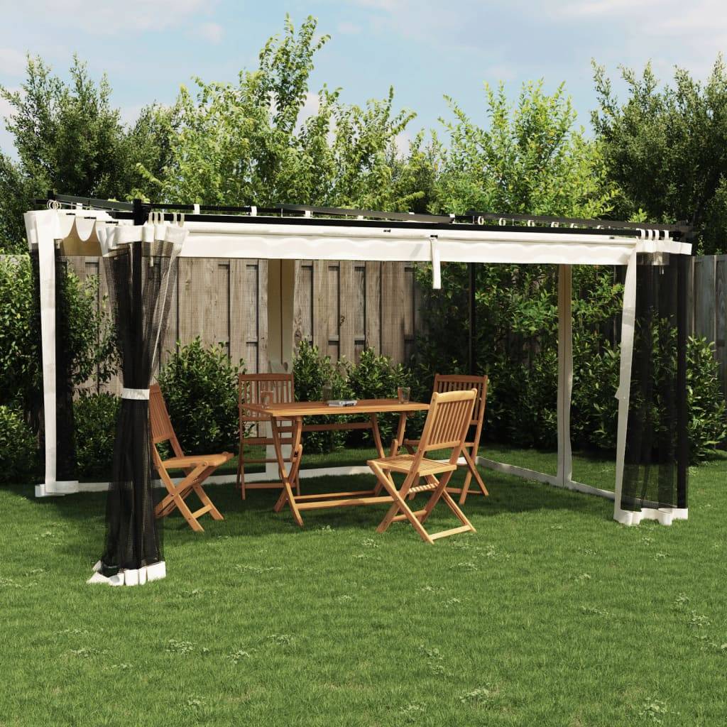 ComfortXL - Pergola Acier 4x3 m avec Toit Rétractable et Moustiquaires pour Extérieur Jardin Crème – ComfortXL Outdoor Living