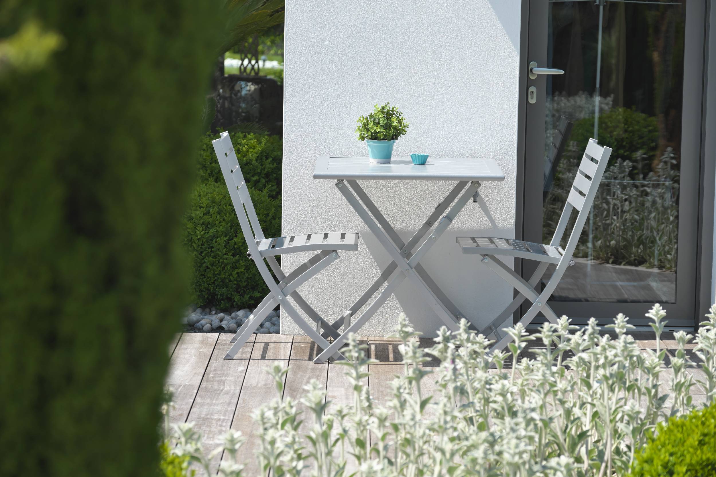 City Garden - Lot de 2 chaises de jardin en aluminium - Gris clair - MARIUS - Imagen 1