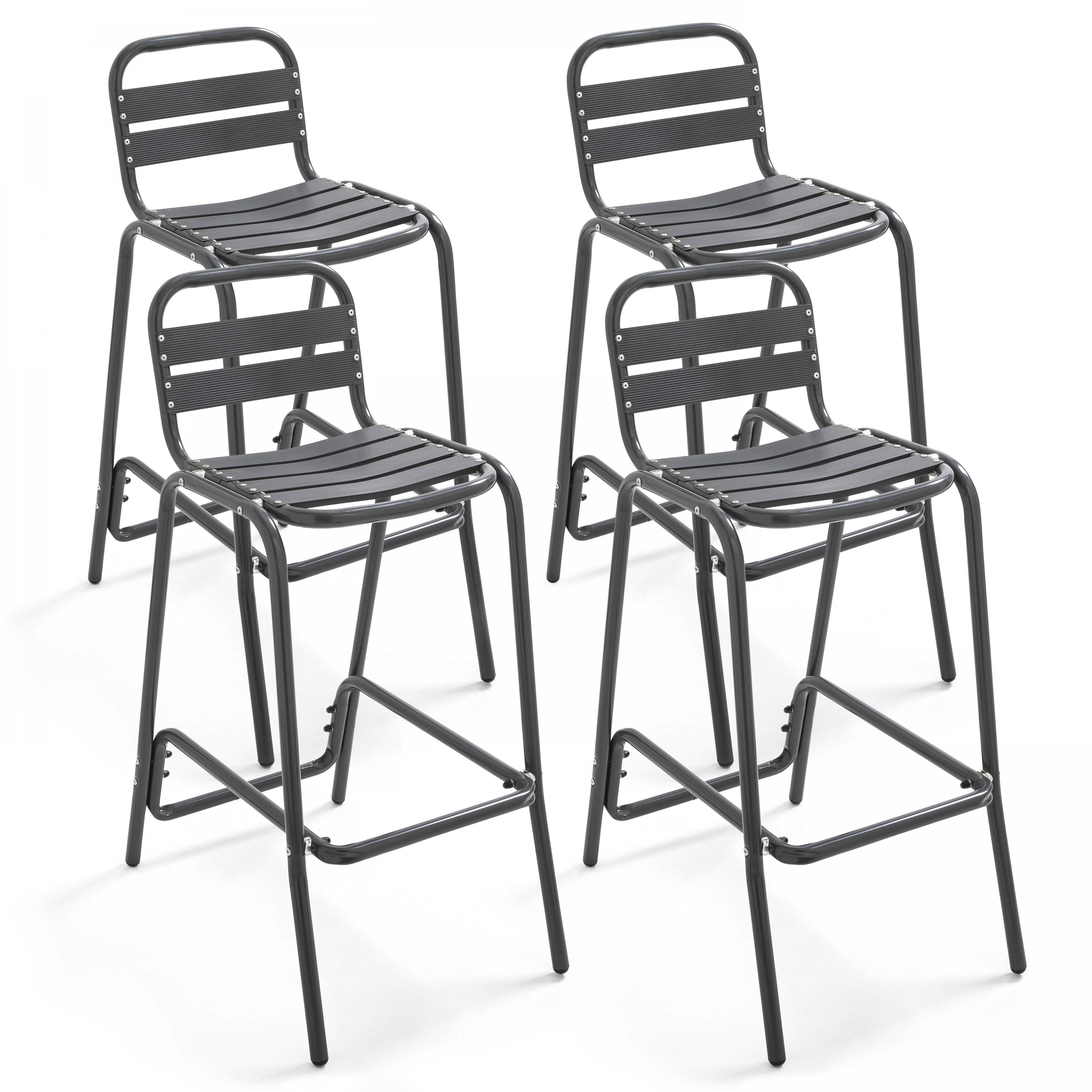 Oviala - Lot de 4 chaises haute en aluminium gris Soho - Oviala - Imagen 1