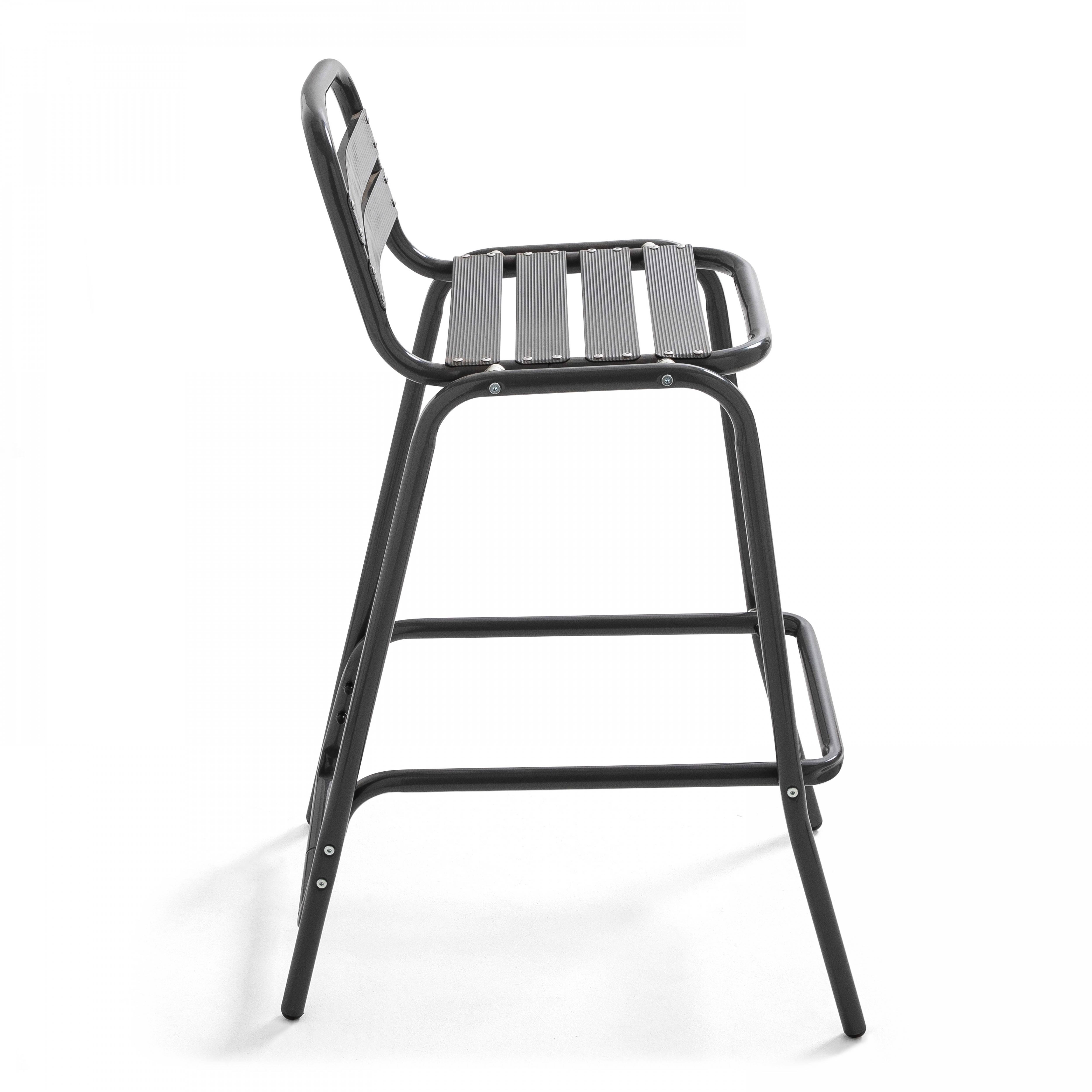 Oviala - Lot de 4 chaises haute en aluminium gris Soho - Oviala - Imagen 3