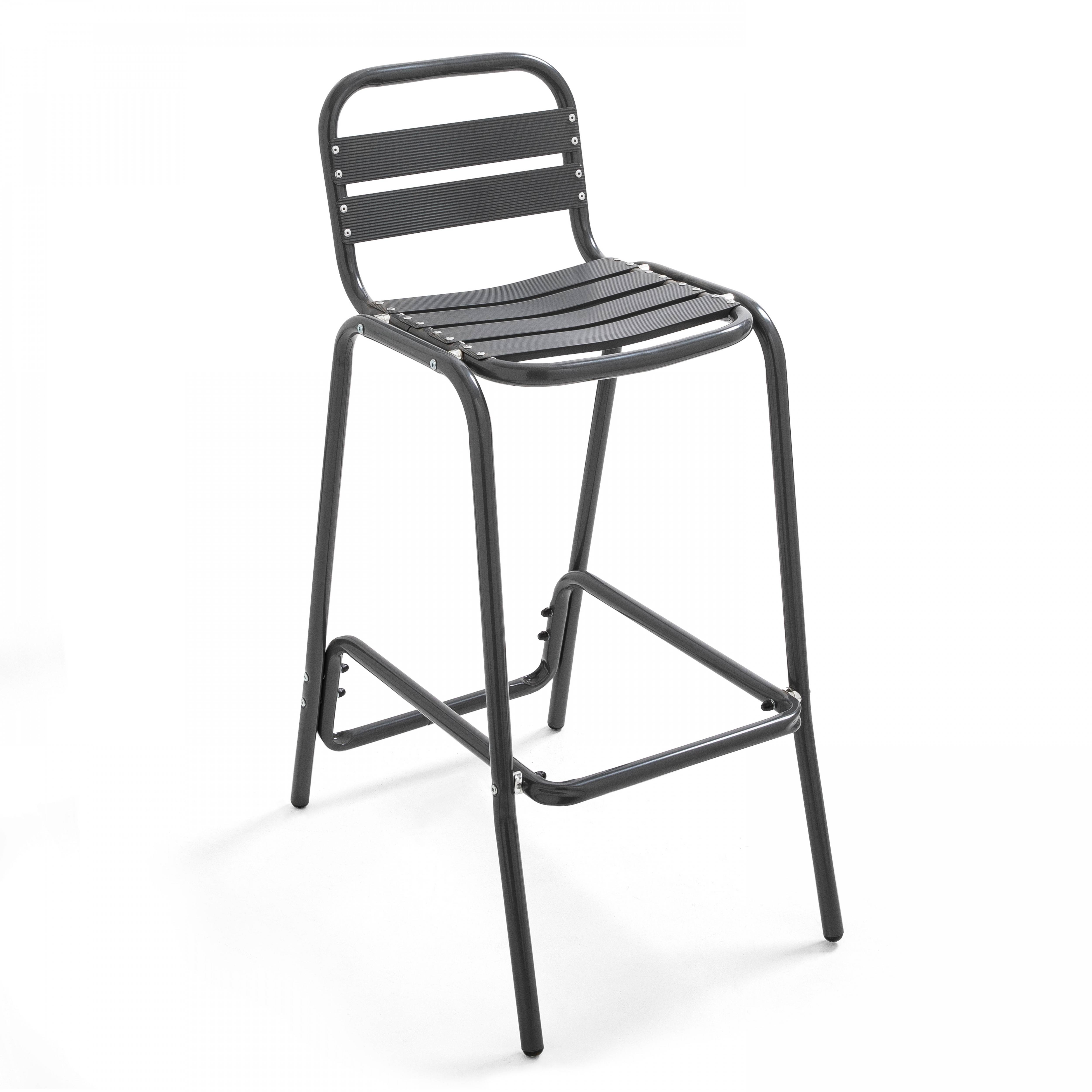 Oviala - Lot de 4 chaises haute en aluminium gris Soho - Oviala - Imagen 2