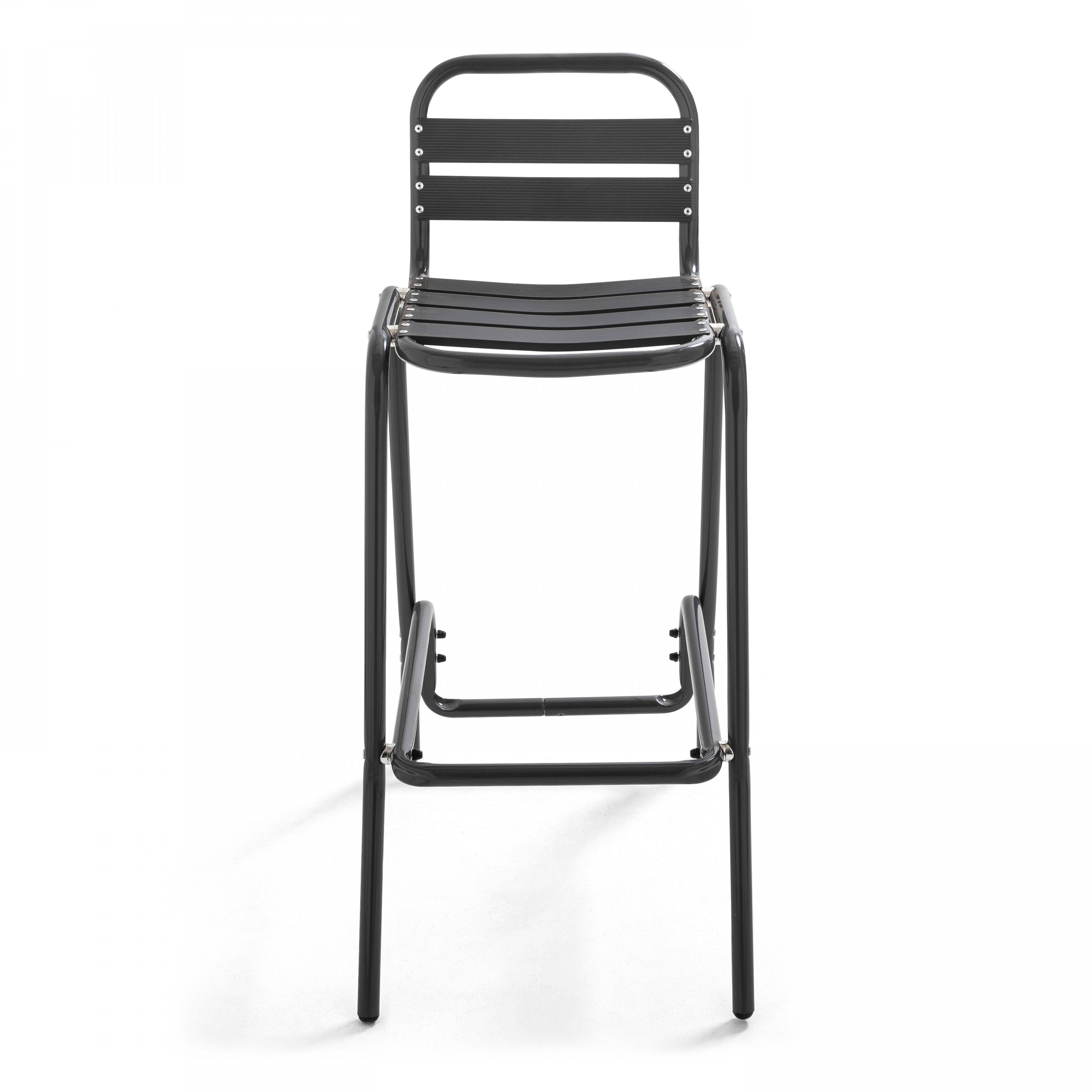 Oviala - Lot de 4 chaises haute en aluminium gris Soho - Oviala - Imagen 4