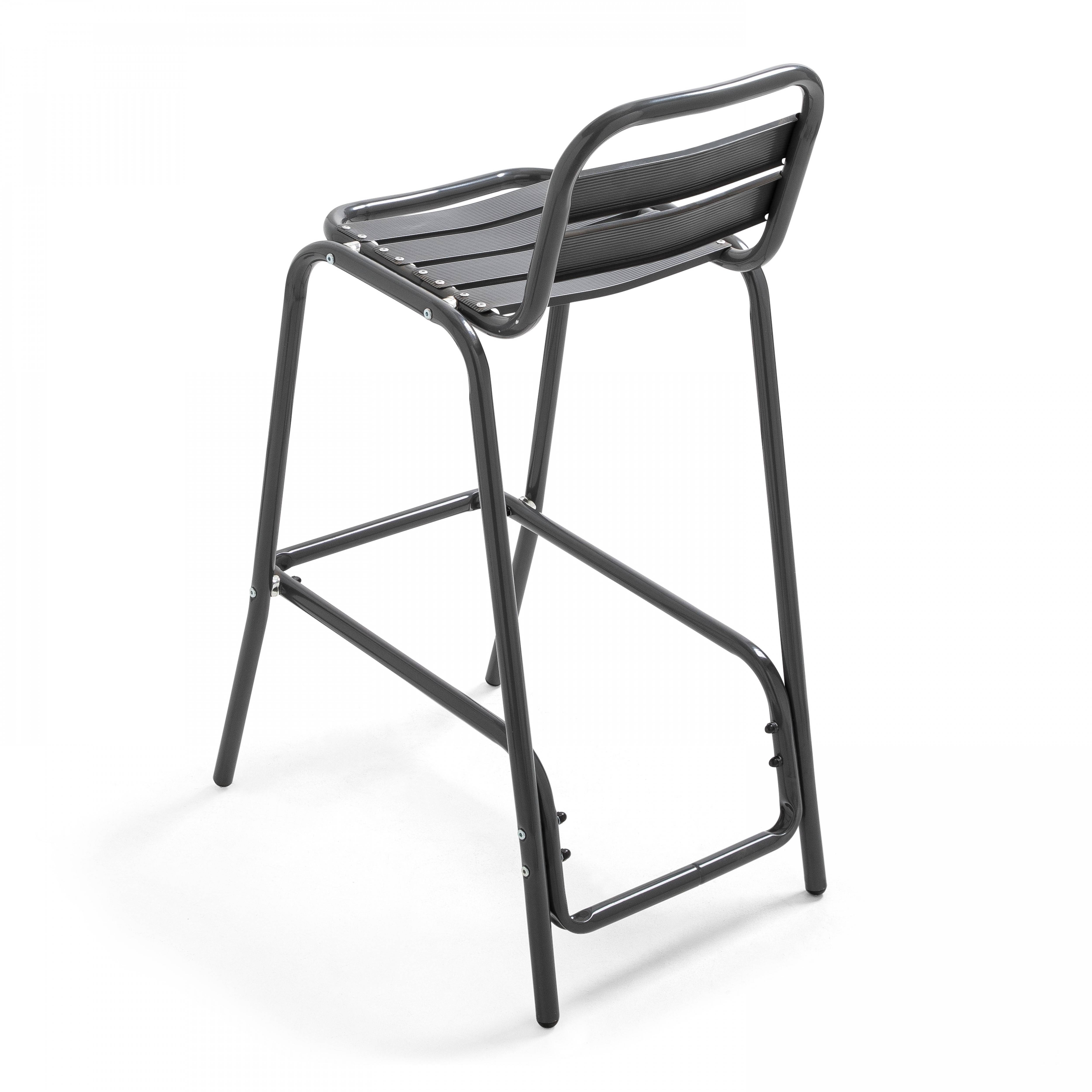 Oviala - Lot de 4 chaises haute en aluminium gris Soho - Oviala - Imagen 5