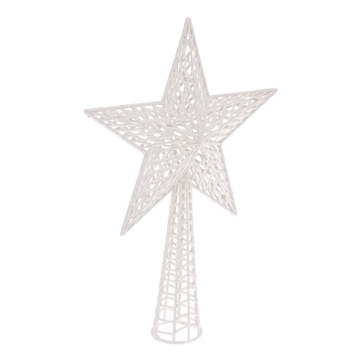 Fééric Lights & Christmas - Cimier étoile pailleté H.38cm blanc - Feeric Lights & Christmas