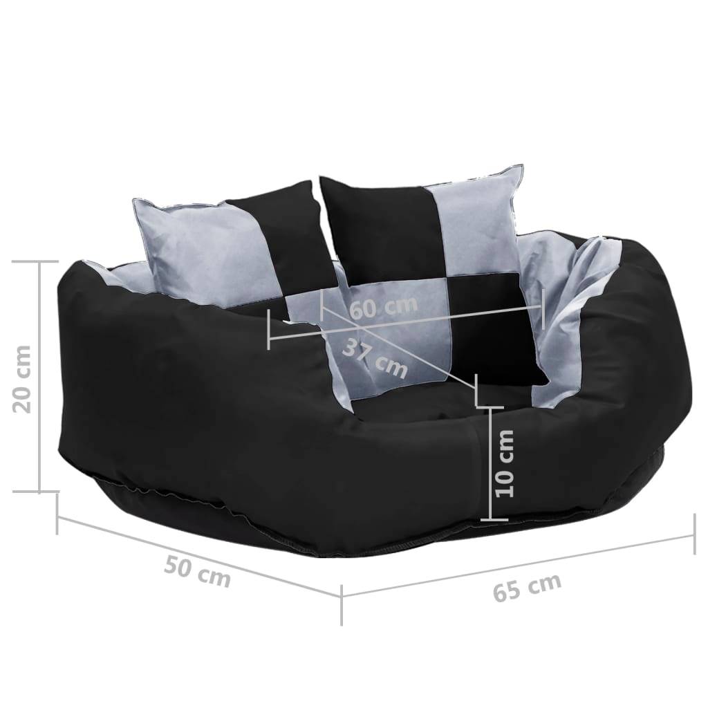 Vidaxl - Coussin réversible lavable pour chien Gris et noir 65x50x20 cm vidaXL 171207 - Imagen 3