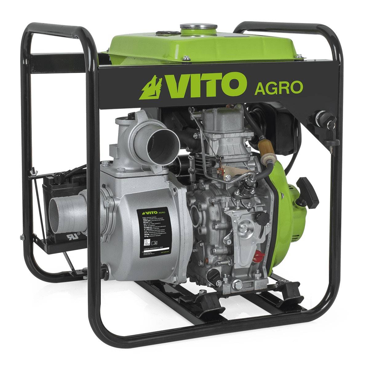 Pompe à eau 5CV Moteur Diesel 4T 246cm3 Motopompe thermique Raccords 80 mm Autonomie 11h VITO - Imagen 1