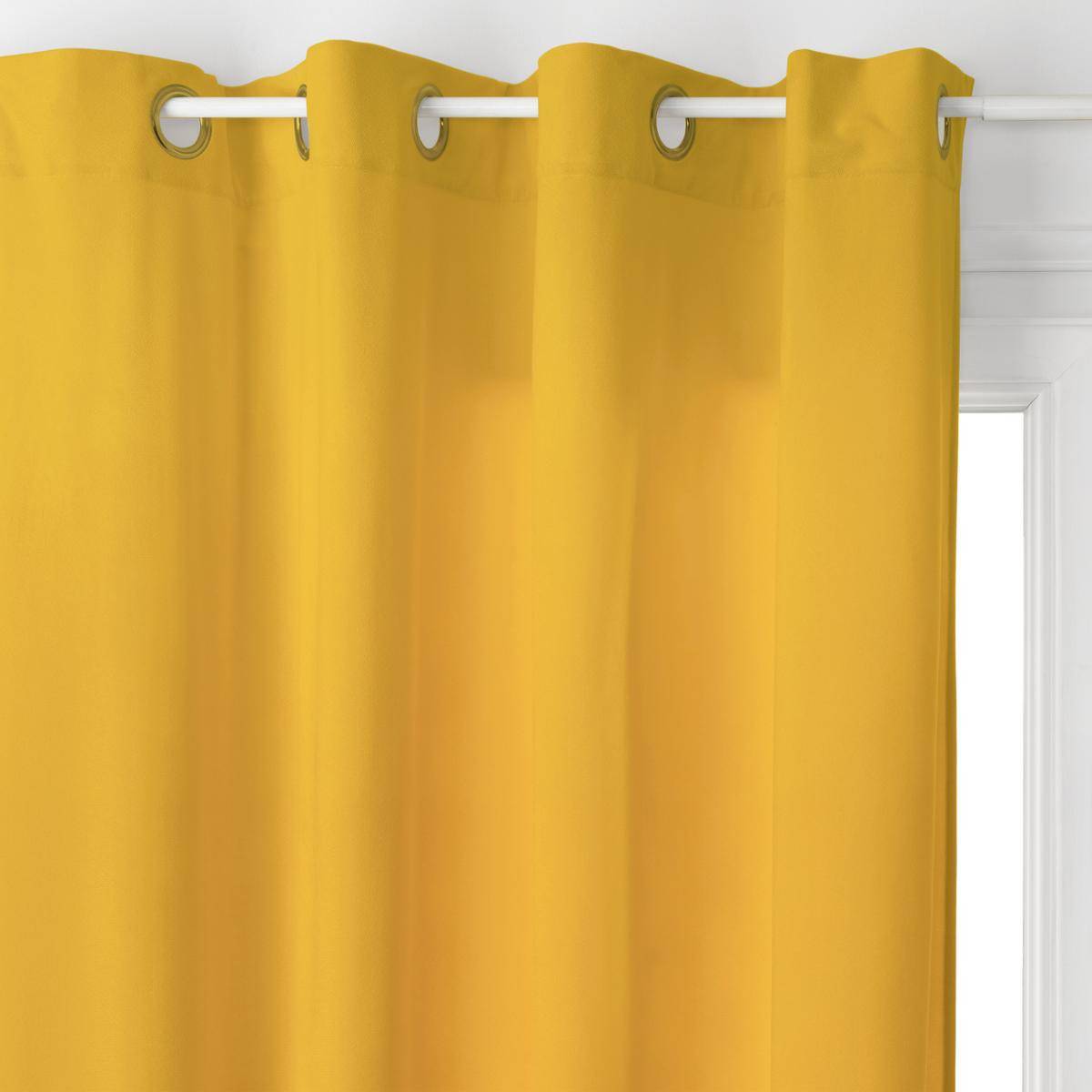 Atmosphera - Lot de 2 Rideaux à  œillets 140 x 260 cm Lilou Jaune Ocre - Imagen 2