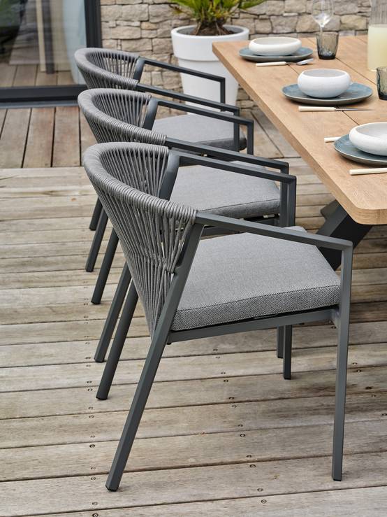 Ensemble repas de jardin KELIA 6 places - GRIS ANTHRACITE - REMARQUABLE - Image 3